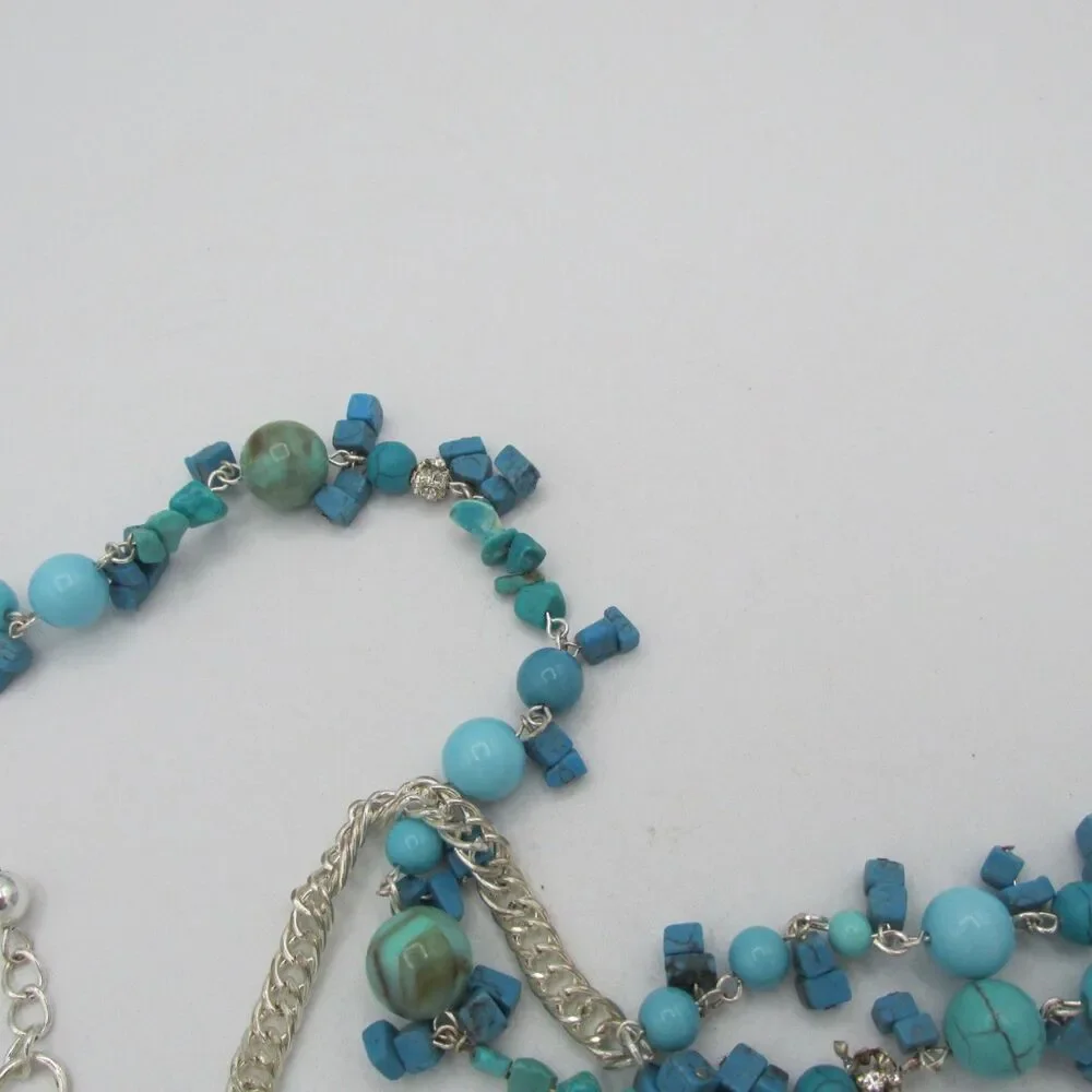 Chico's Palasa Long Turquoise Beaded Statement Necklace 39